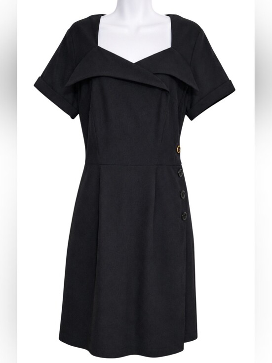 Folter Dresses & Skirts - 0146 Folter Black Collared Side Button Dress NWT Size XL Goth Pinup Rockability
